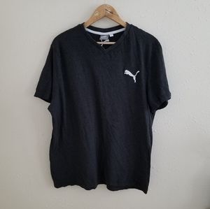 Puma Embroidered Logo V neck Short Sleeve Tee Shirt